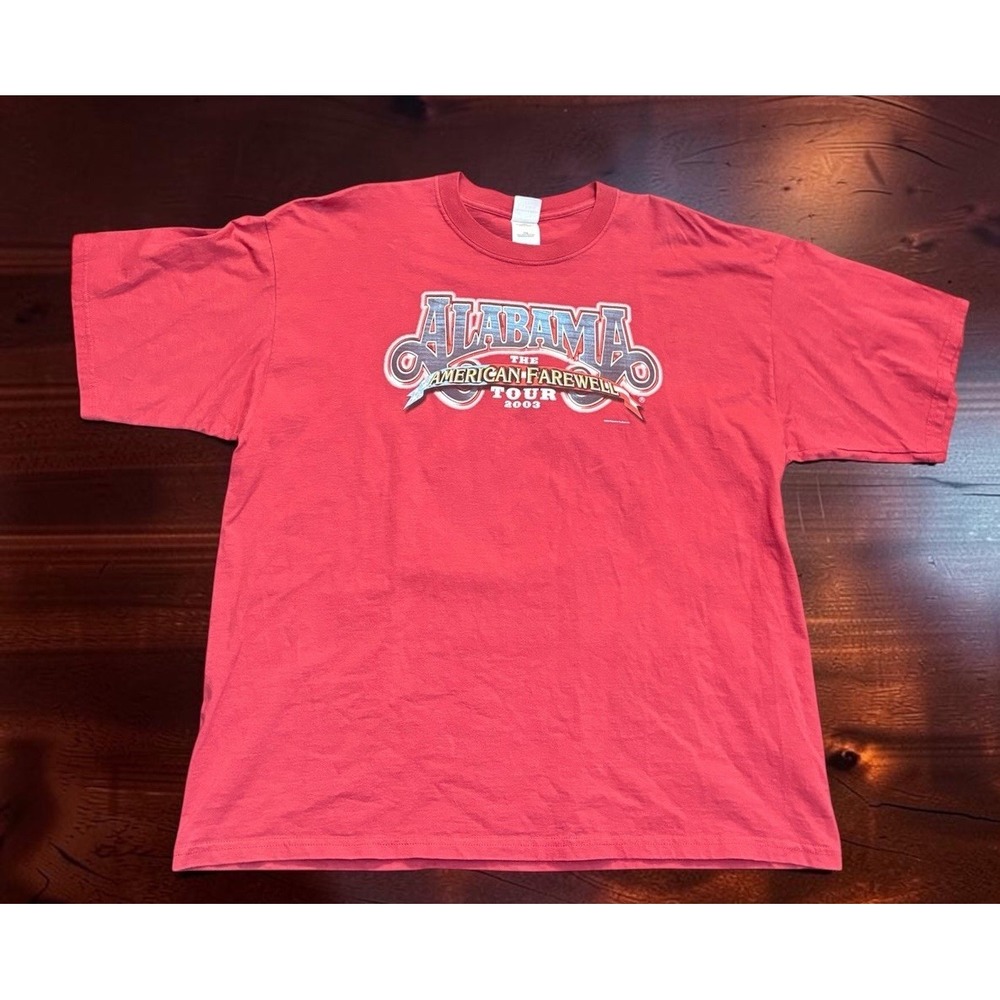 Vintage 2003 Alabama Band The American Farewell Tour T-Shirt Red 2XL Concert Tee